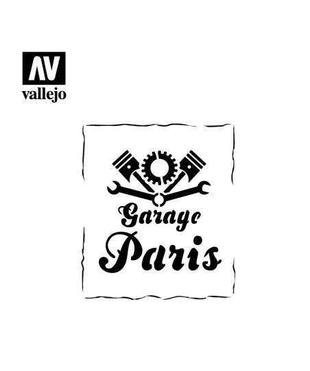 Airbrush šablona Vintage Garage Sign